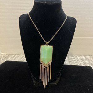 NWT‎ High Fashion mint color statement necklace goldtone long